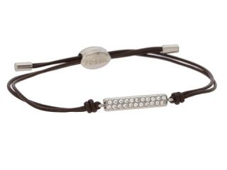Fossil Casual Vintage Hook Lock Leather Bracelet Brown Orange Silver