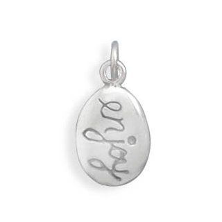 73633 Oxidized Reversible "Enjoy" Charm Charm Charming Sterling Silver 0.925 Chain Links