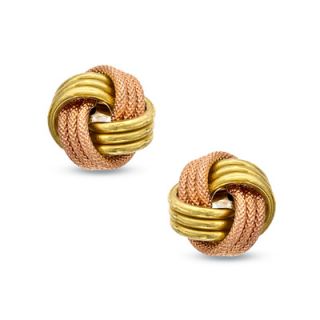 Love Knot Stud Earrings in 14K Two Tone Gold   Zales