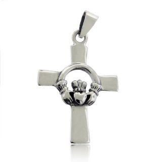 .925 Sterling Silver Claddagh Celtic Cross Pendant Pendants For Men Celtic Cross Claddaugh Jewelry
