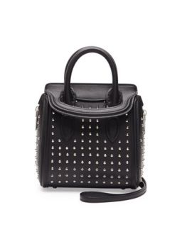Heroine Studded Mini Satchel Bag, Black   Alexander McQueen