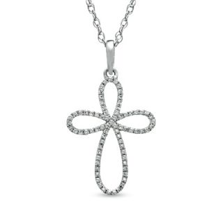CT. T.W. Diamond Looped Cross Pendant in Sterling Silver   Zales