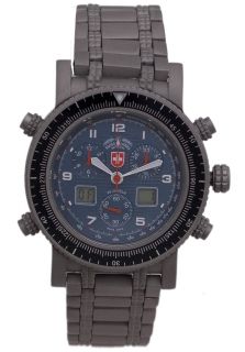 Swiss Military SM1747  Watches,Mens Delta Force Analog/Digital Chronograph Blue Textured Dial Titanium, Chronograph Swiss Military Quartz Watches