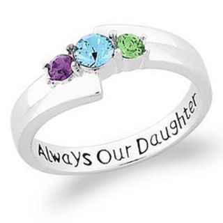 Personalized Family Always Our Daughter Simulated Birthstone Ring in