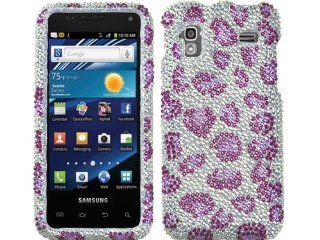 Silver Leopard Purple Cheetah Bling Rhinestone Diamond Crystal Faceplate Hard Skin Case Cover for Samsung Captivate Glide SGH I927 w/ Free Pouch Cell Phones & Accessories