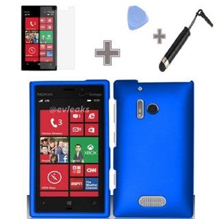 Zizo (TM) Rubberized Solid Blue Color Snap on Hard Case Skin Cover Faceplate with Screen Protector, Case Opener and Stylus Pen for Nokia Lumia 928   Verizon Cell Phones & Accessories