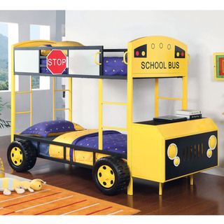 Furniture Of America Furniture Of America Studious School Bus Inspired Twin Bunk Bed Black Size Twin