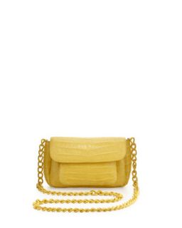 Crocodile Compartmentalized Mini Crossbody Bag, Yellow   Nancy Gonzalez