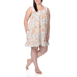 La Cera Womens Plus Size Fower Print Nightgown