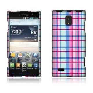 LG Spectrum 2 VS930 Hot Pink Plaid Textured Hard Cover Cell Phones & Accessories