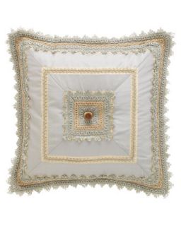 Square Mitered Blue Silk Pillow, 18Sq.
