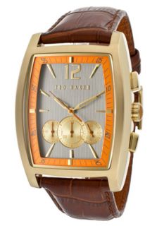 Ted Baker TE1021  Watches,Mens Chronograph Grey Textured Dial Brown Genuine Leather, Chronograph Ted Baker Quartz Watches