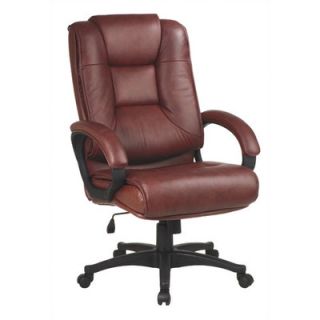 Office Star Deluxe High Back Leather Executive Chair EX5162 4 Finish Burgundy