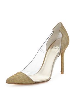Onview PVC/Shimmer Fabric Pointed Toe Pump, Old Gold (Made to Order)   Stuart