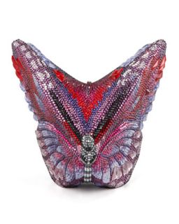 New Butterfly Minaudiere, Silver/Amethyst   Judith Leiber Couture
