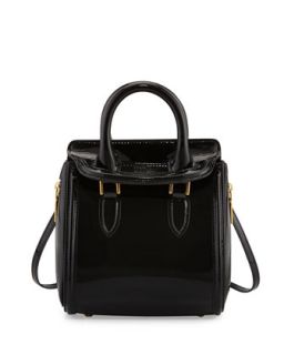 Heroine Mini Patent Satchel Bag, Black   Alexander McQueen