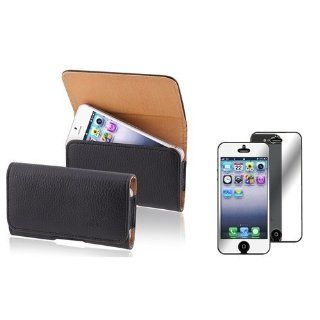 Black / Brown Version 1 Horizontal Leather Case with FREE Mirror Screen Cover Compatible With Apple? iPhone? 5 Cell Phones & Accessories