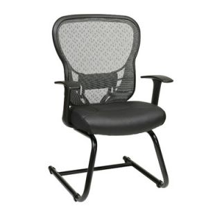 Office Star Deluxe R2 SpaceGrid® Back Leather Seat Visitors Chair with Fixed 