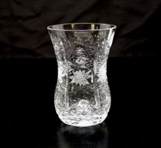 Set of 6 Crystal Turkish Tea Glasses Russian Cut Crystal "Full Cut" Kitchen & Dining