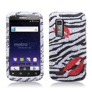 Aimo ZTEN910PCLDI650 Dazzling Diamond Bling Case for ZTE Anthem 4G N910   Retail Packaging   Zebra Lips Cell Phones & Accessories