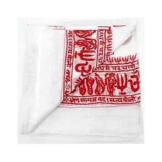Meditation Shawls   100% Cotton   Meditation Shawl White/Red  Beauty Tools And Accessories  Beauty