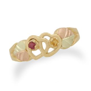 Black Hills Gold Birthstone Interlocked Heart Couples Ring (2 Stones