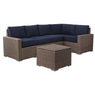 Outdoor Patio Furniture Set Threshold 6 Piece Navy Blue Wicker Sectional,