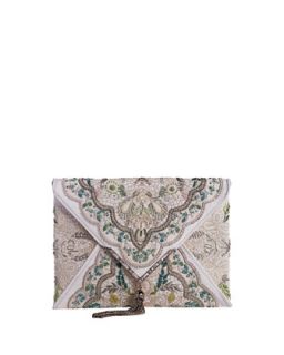 Elisa Embroidered Irish Lace Clutch Bag   Marchesa