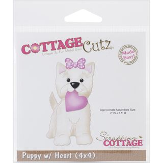 Cottagecutz Die 4inx4in puppy With Heart Made Easy