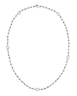 Black Diamond Briolette Necklace with Extra Small Diamond Signature Ovals, 18  