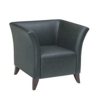 Office Star Leather Lounge Chair with Open Wing SL1 X Leather Color Black