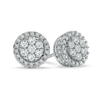CT. T.W. Diamond Cluster Stud Earrings in 10K White Gold   Zales