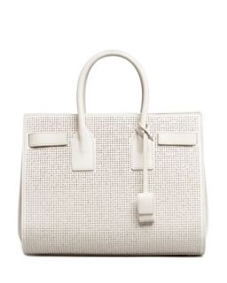 Sac de Jour Studded Box Laque Carryall Bag, White   Saint Laurent