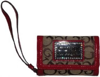 Women's Guess iPhone Wristlet ID Holder Taluca Brown/Pink Clothing