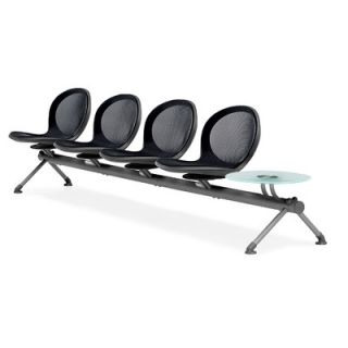 OFM Net Series Four Chair Beam Seating with Table NB 5G Color Black