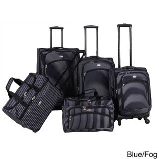 American Flyer Oxford Pinstripe 5 piece Spinner Luggage Set