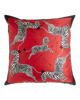Zebra & Arrow Red Silk Scarf Pillow, 35Sq.   Scalamandre Maison by Eastern