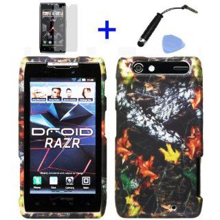 Camouflage Oak Tree Leaves Outdoor Hunting Design Rubberized Snap on Hard Shell Cover Faceplate Skin Phone Case for Verizon Motorola RAZR XT912 Cell Phones & Accessories