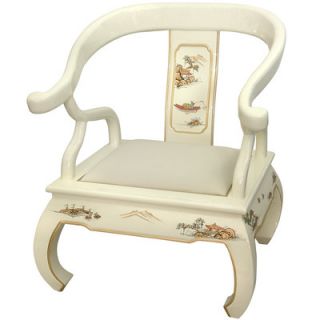 Oriental Furniture Landscape Ming Fabric Arm Chair LCQ CR 001 BLS Color Ivory