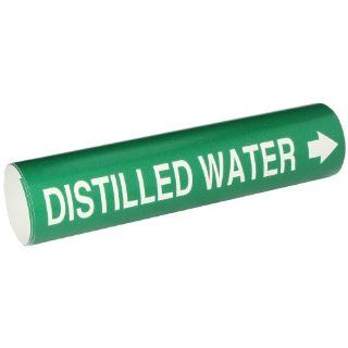 Brady 4047 D Bradysnap On Pipe Marker, B 915, White On Green Coiled Printed Plastic Sheet, Legend "Distilled Water" Industrial Pipe Markers