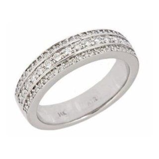 3 row Diamond Wedding Anniversary Band Ring 14k White Gold (1/2cttw) Jewelry