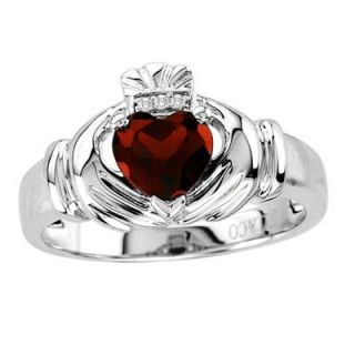 Mens 7.0mm Heart Shaped Garnet and Diamond Accent Comfort Fit