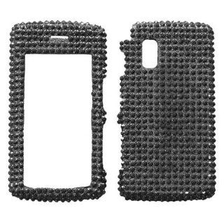 Hard Plastic Snap on Cover Fits LG CU920 CU915 VU Black Full Diamond/Rhinestone AT&T Cell Phones & Accessories