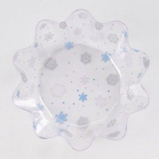 12 Clear Plastic Fluted Serving Bowls with Festive Winter Snowflake Design Kitchen & Dining