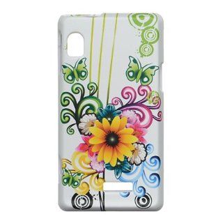 Motorola Droid 2 A955 Crystal Design Case   White with Flower and Butterfly Design Cell Phones & Accessories