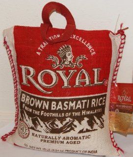 Royal Naturally Aromatic Premium Aged Brown Basmati Rice 10 Lbs Bag   NET WT 10 lbs (4.54 kg)  Basmati Rice Produce  Grocery & Gourmet Food