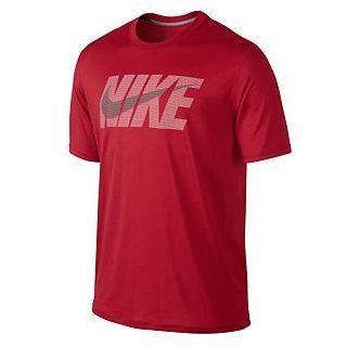 Nike LEGEND NSWOOSH SS TEE (Medium, GYM RED//DK GREY HEATHER) Clothing