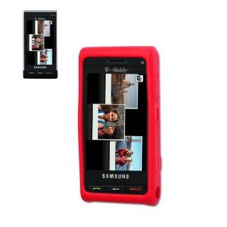 Fashionable Perfect Fit Soft Silicon Gel Protector Skin Cover (Faceplate/Snap On) Rubber Cell Phone Case for Samsung Memoir SGH T929 T Mobile   Red Cell Phones & Accessories
