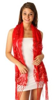 Fashion Chic Floral sequined shawl red PCS929 Fashion Scarves