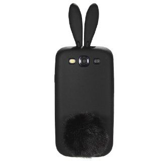 black Rabbit Ear Tail TPU Silicone Cover Case for Samsung Galaxy S3 i9300 Cell Phones & Accessories